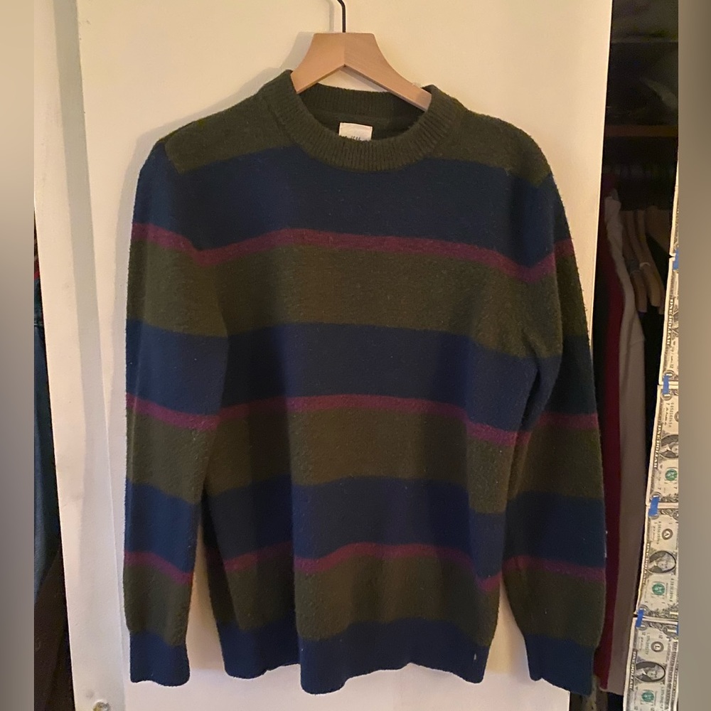 H&M striped sweater with blue purple and green stripes